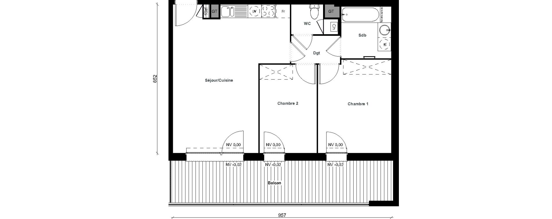 Appartement T3 de 60,11 m2 &agrave; Aussonne Centre