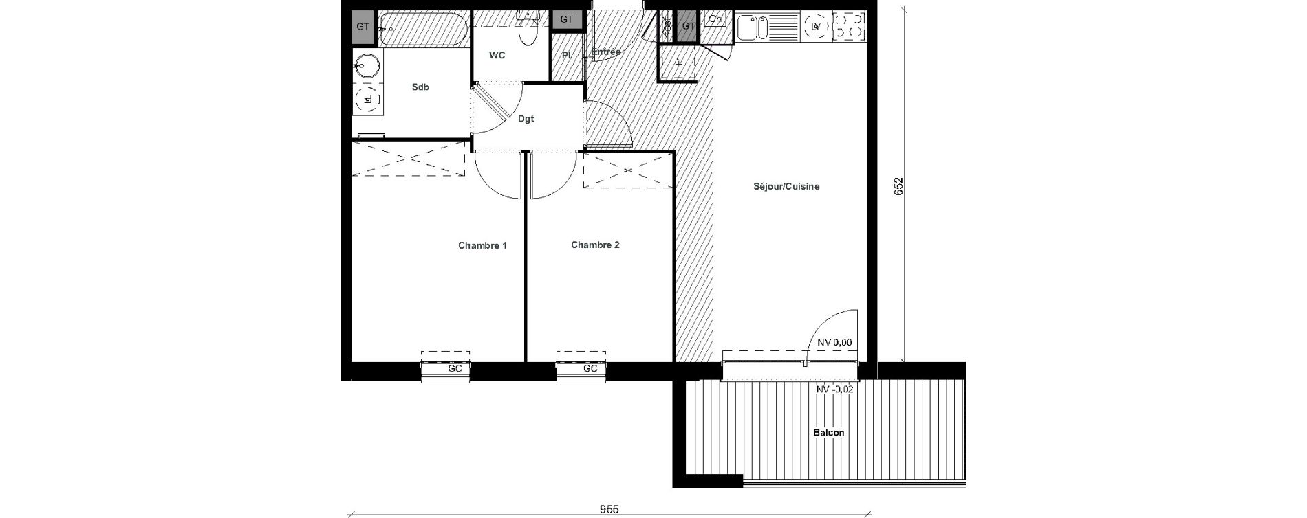 Appartement T3 de 59,99 m2 &agrave; Aussonne Centre