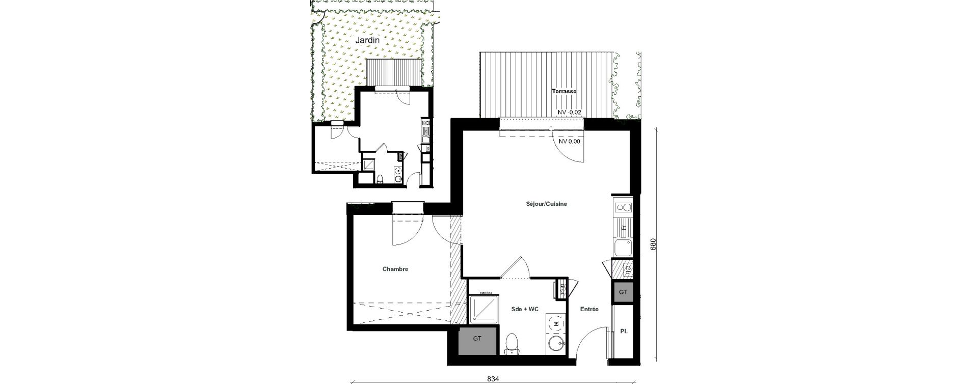 Appartement T2 de 42,60 m2 &agrave; Aussonne Centre
