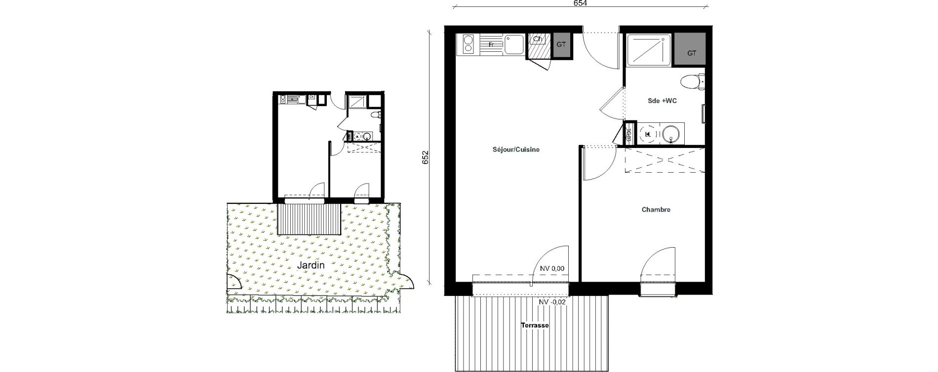 Appartement T2 de 40,73 m2 &agrave; Aussonne Centre