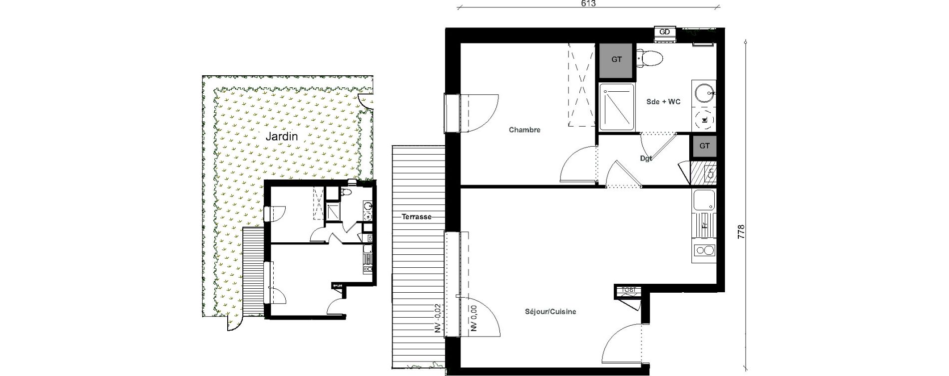 Appartement T2 de 42,01 m2 &agrave; Aussonne Centre