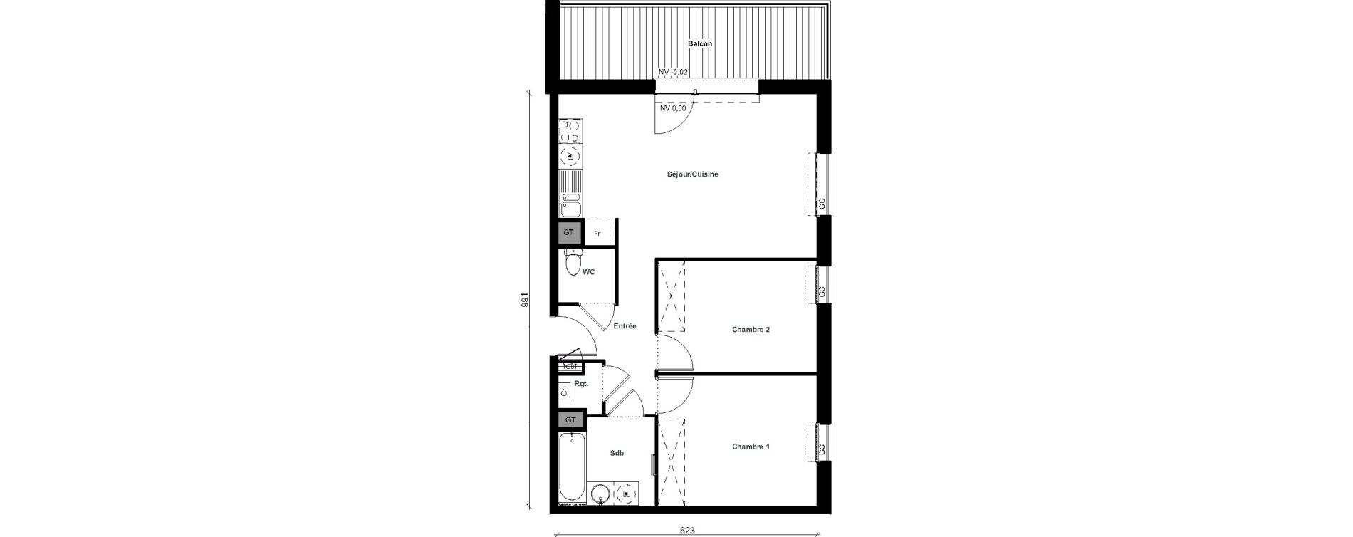 Appartement T3 de 59,61 m2 &agrave; Aussonne Centre