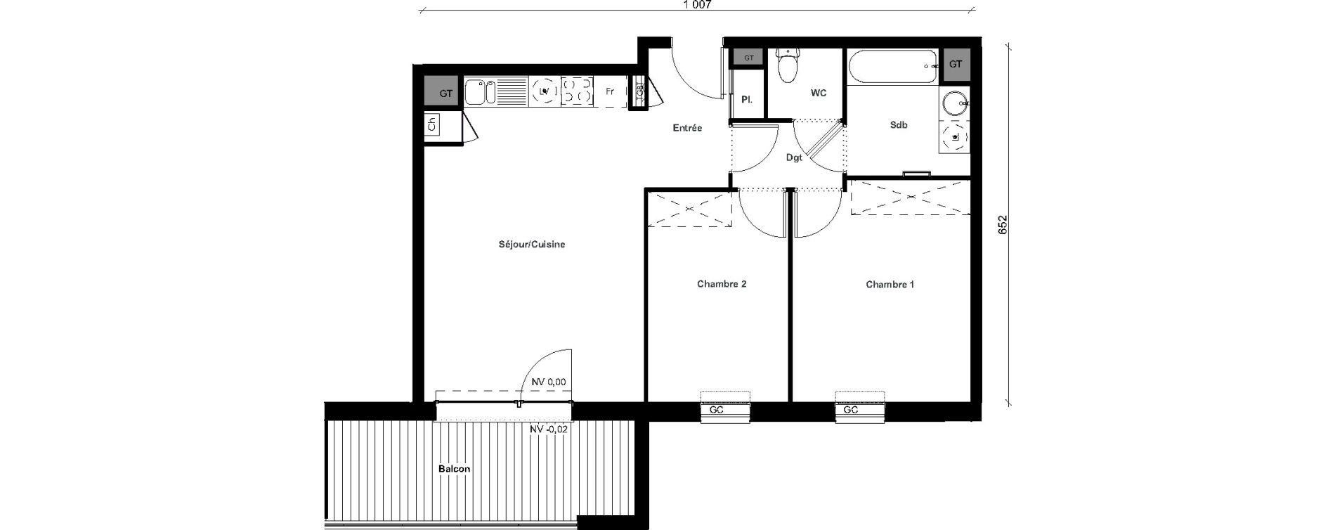 Appartement T3 de 61,16 m2 &agrave; Aussonne Centre