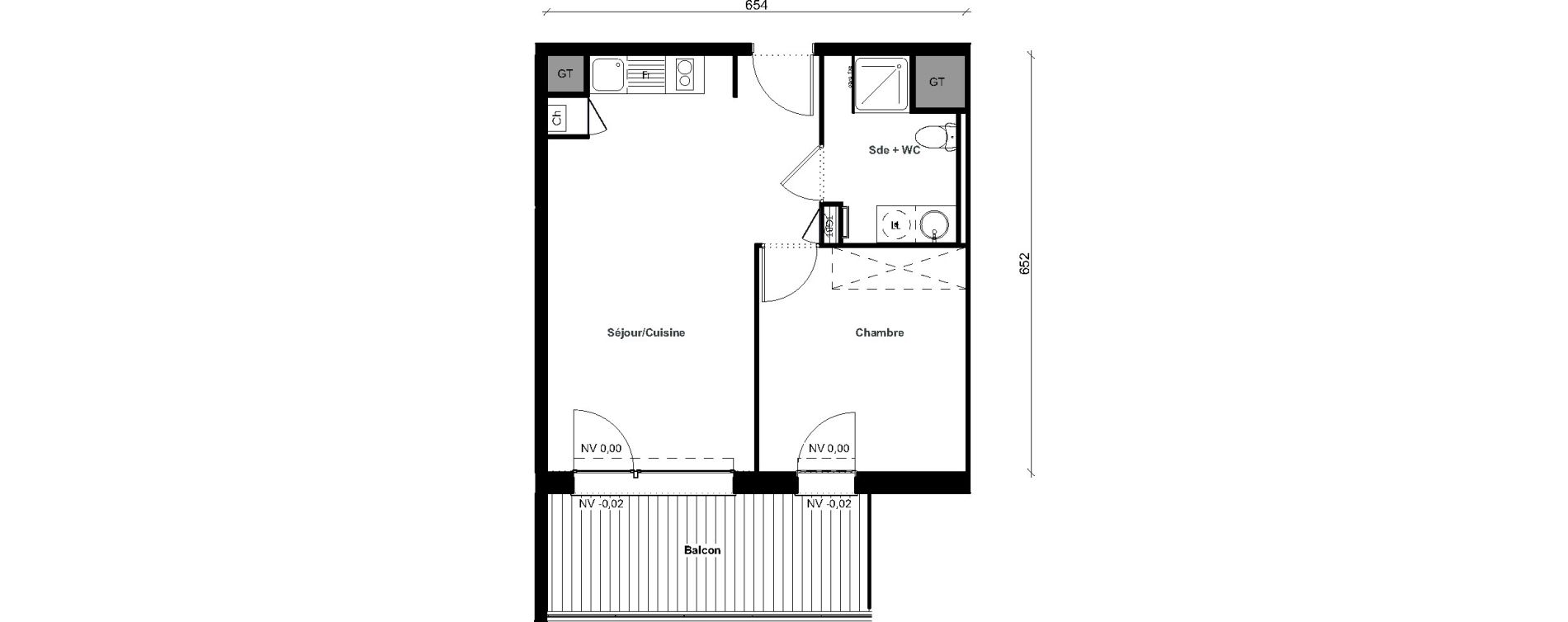 Appartement T2 de 40,40 m2 &agrave; Aussonne Centre
