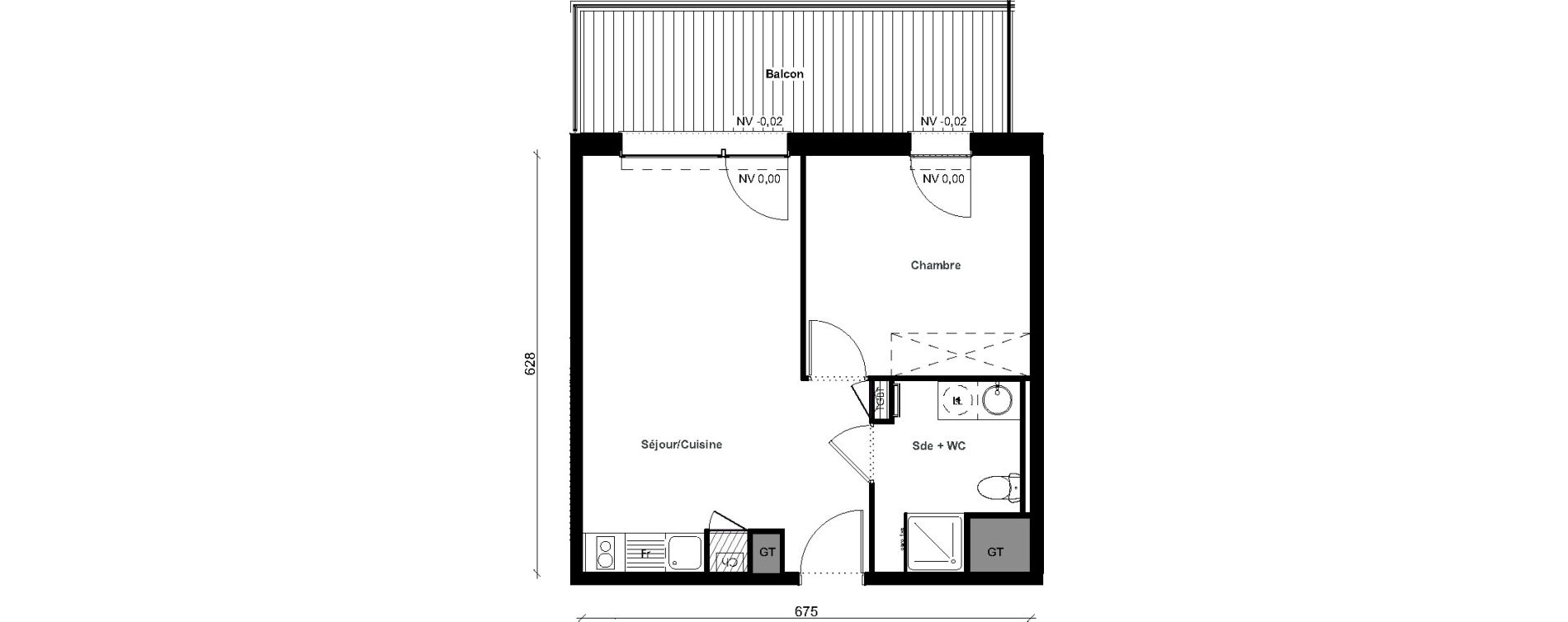 Appartement T2 de 40,15 m2 &agrave; Aussonne Centre