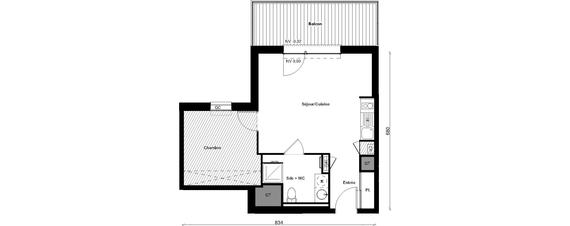 Appartement T2 de 42,26 m2 &agrave; Aussonne Centre