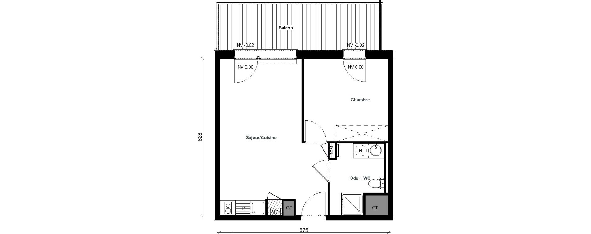 Appartement T2 de 40,16 m2 &agrave; Aussonne Centre