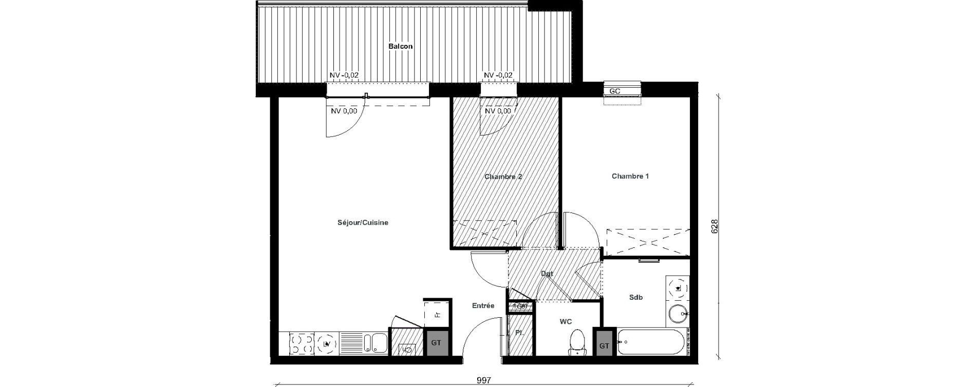 Appartement T3 de 60,45 m2 &agrave; Aussonne Centre