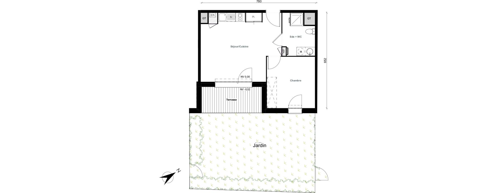 Appartement T2 de 40,90 m2 &agrave; Aussonne Centre