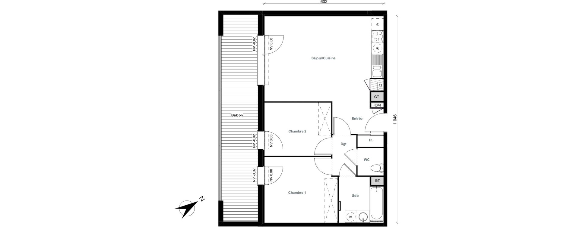 Appartement T3 de 60,95 m2 &agrave; Aussonne Centre