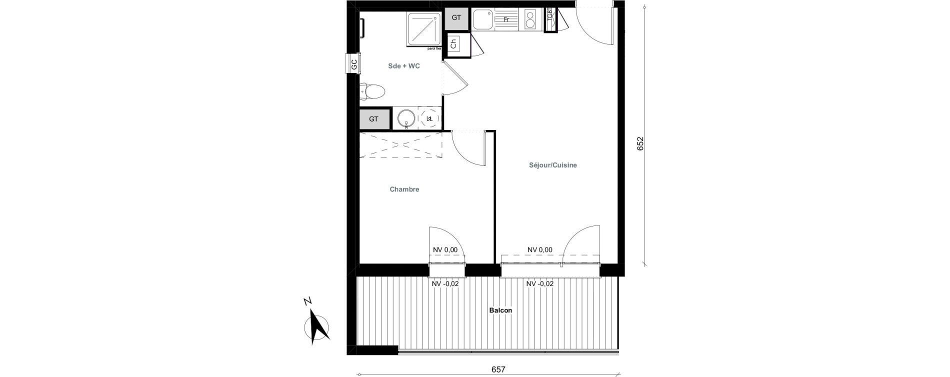 Appartement T2 de 40,91 m2 &agrave; Aussonne Centre