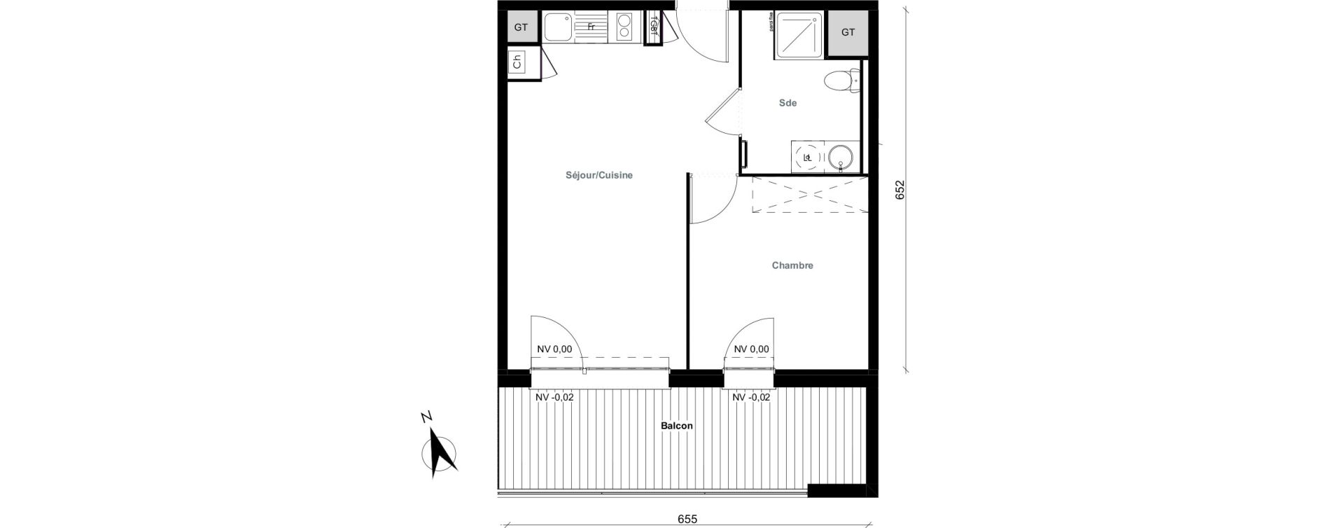 Appartement T2 de 40,97 m2 &agrave; Aussonne Centre