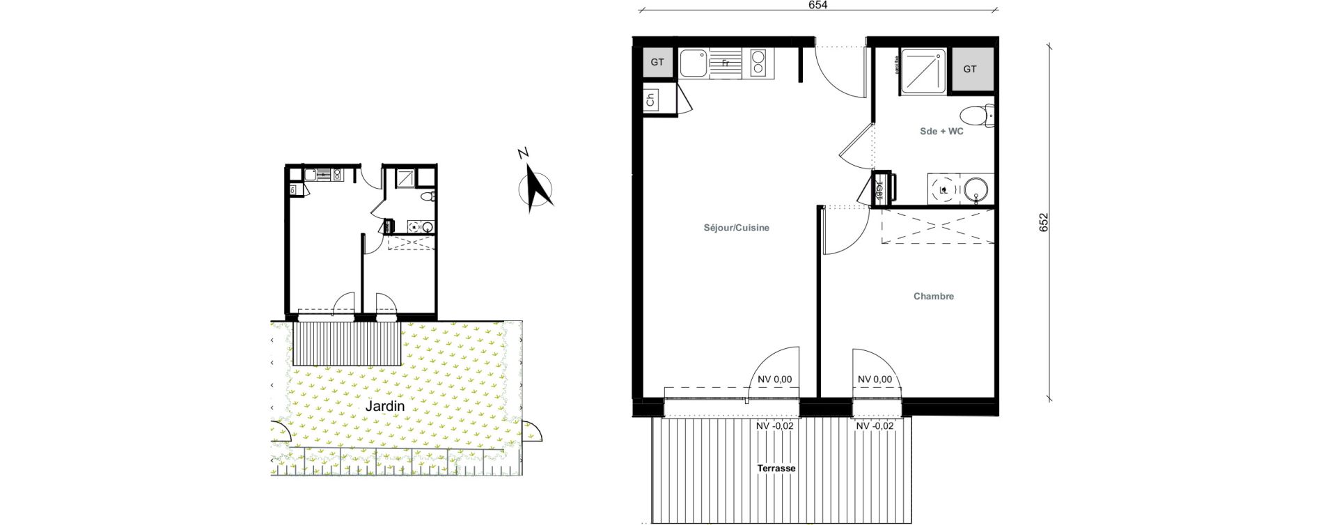Appartement T2 de 40,75 m2 &agrave; Aussonne Centre