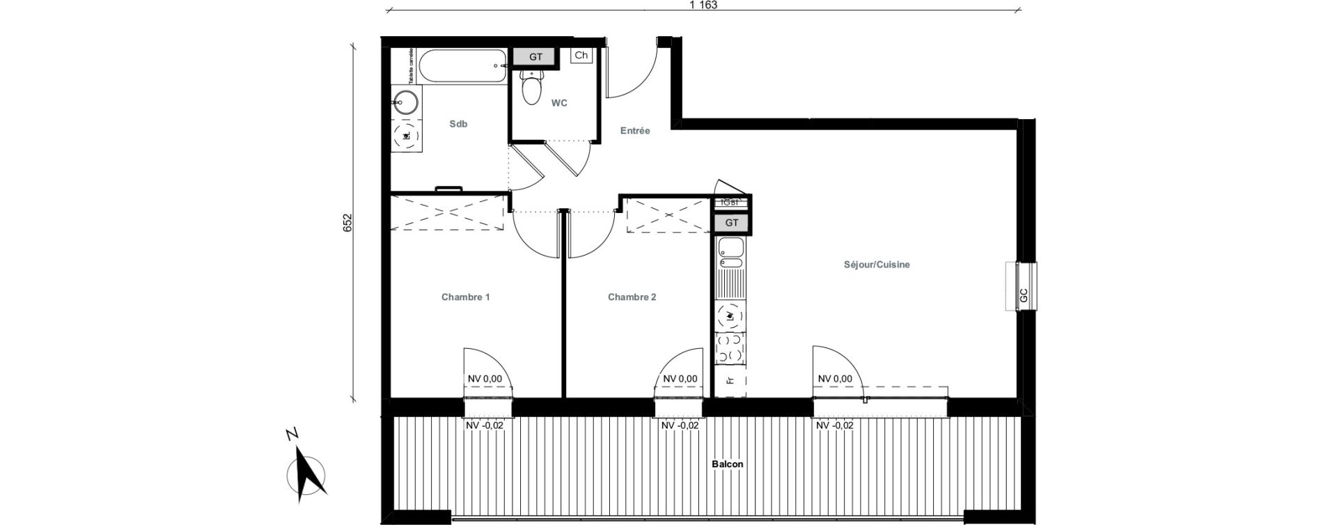 Appartement T3 de 64,20 m2 &agrave; Aussonne Centre