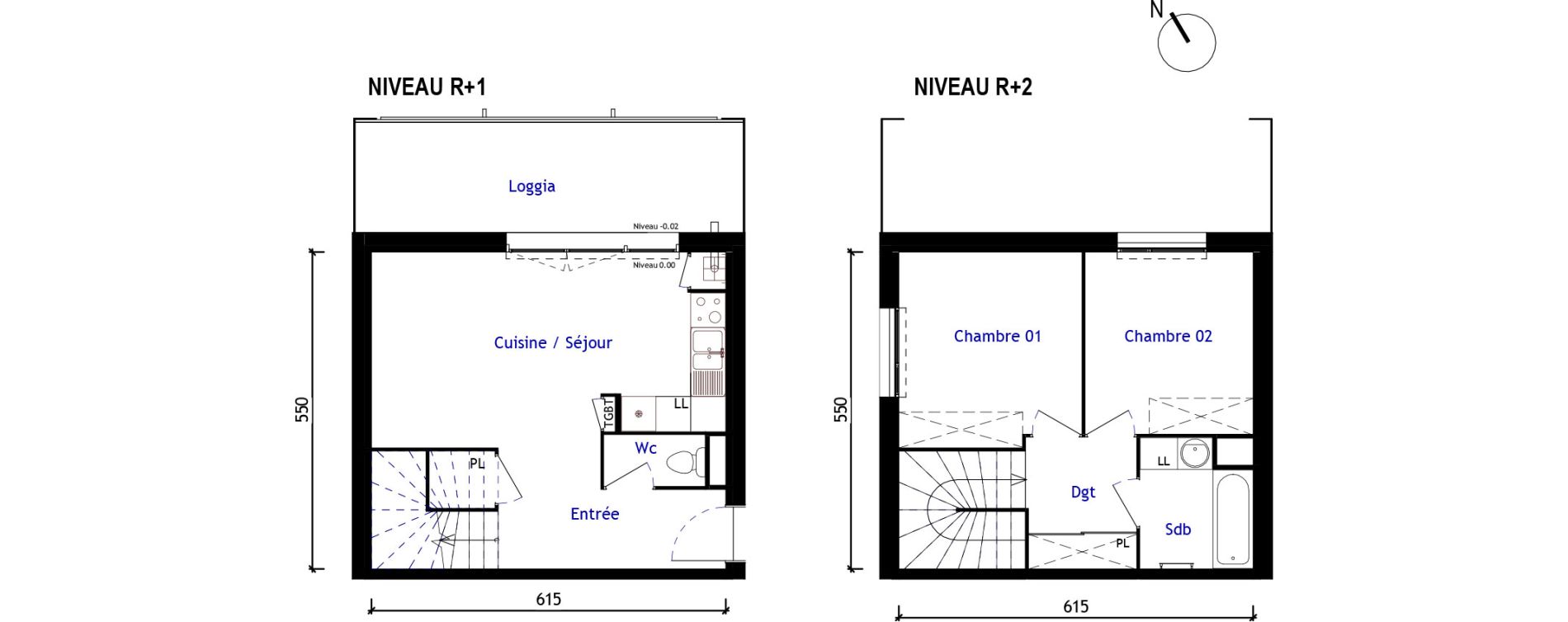 Duplex T3 de 57,80 m2 &agrave; Aussonne Centre