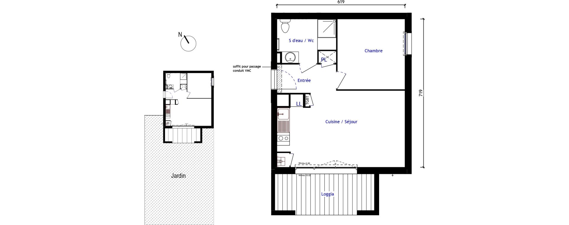 Appartement T2 de 43,10 m2 &agrave; Aussonne Centre