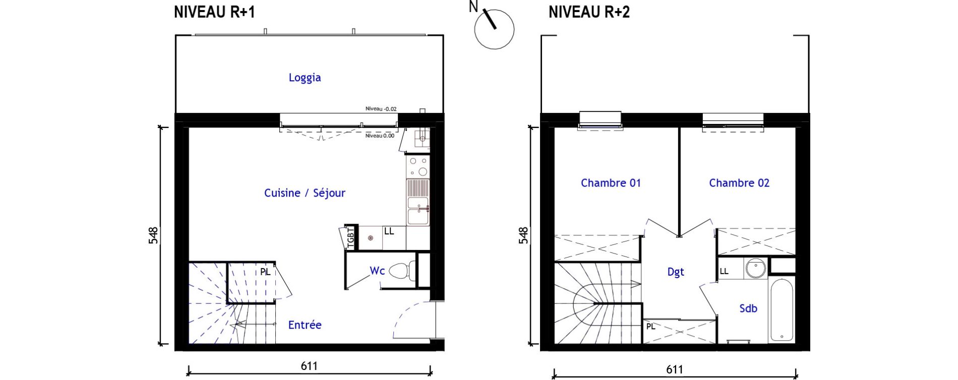 Duplex T3 de 57,20 m2 &agrave; Aussonne Centre