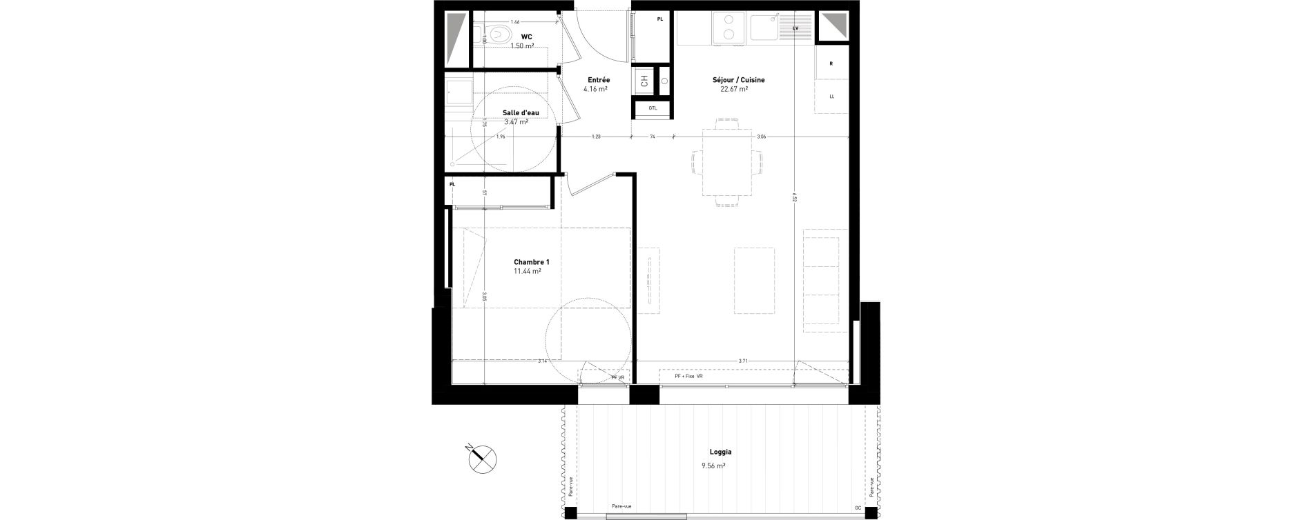 Appartement T2 de 43,24 m2 &agrave; Auzeville-Tolosane Argento