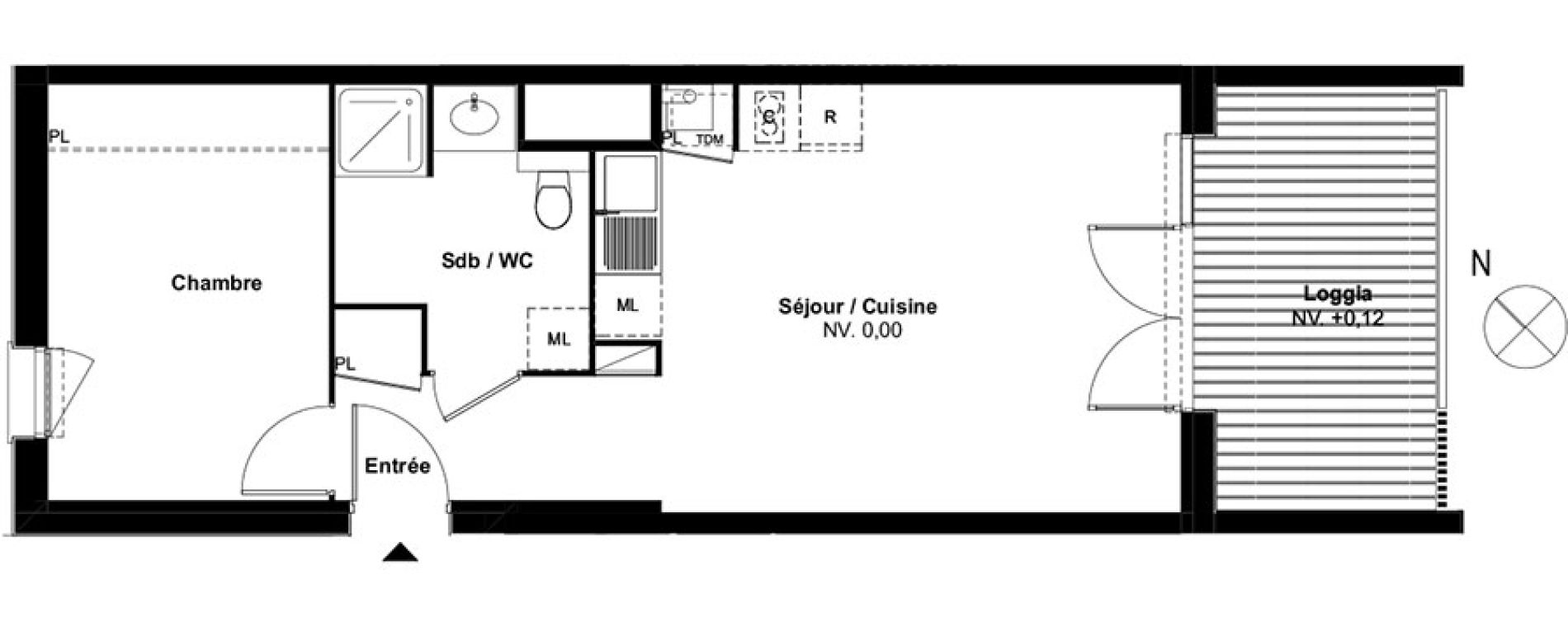 Appartement T2 de 43,57 m2 &agrave; Auzeville-Tolosane Centre