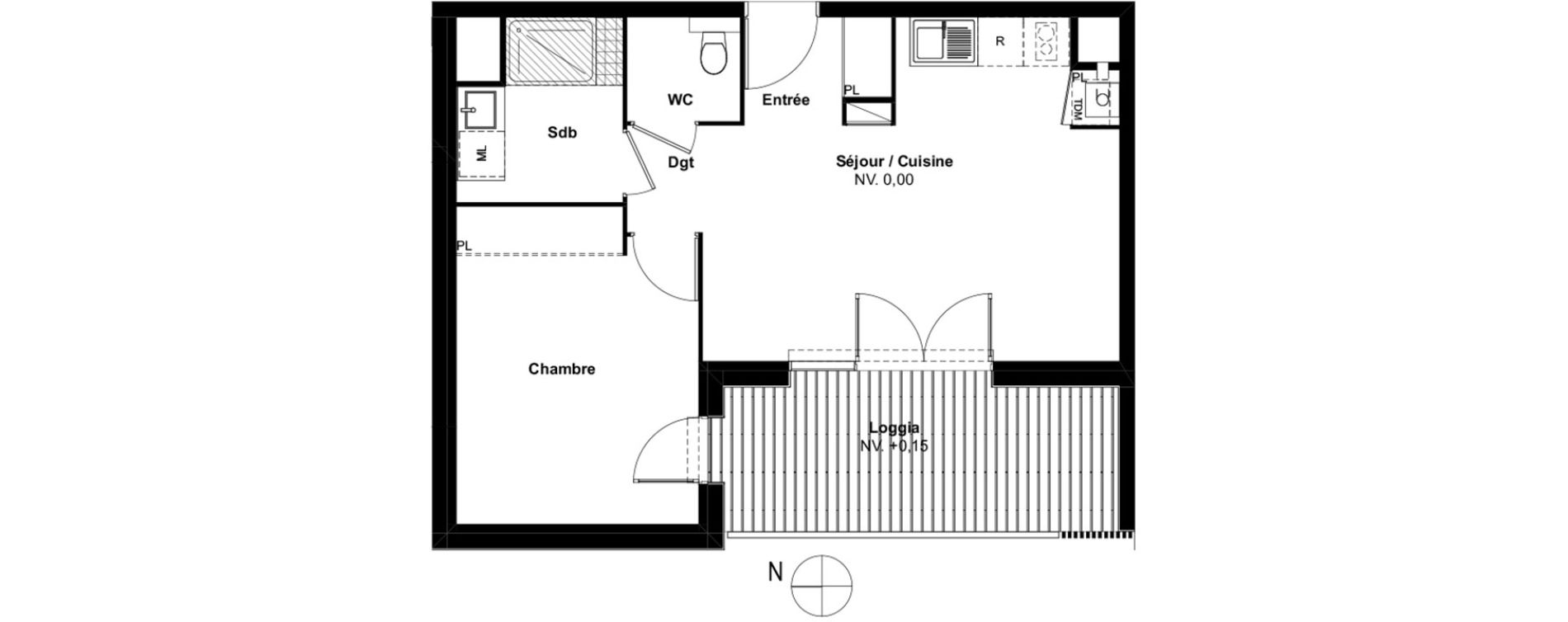 Appartement T2 de 44,80 m2 &agrave; Auzeville-Tolosane Centre