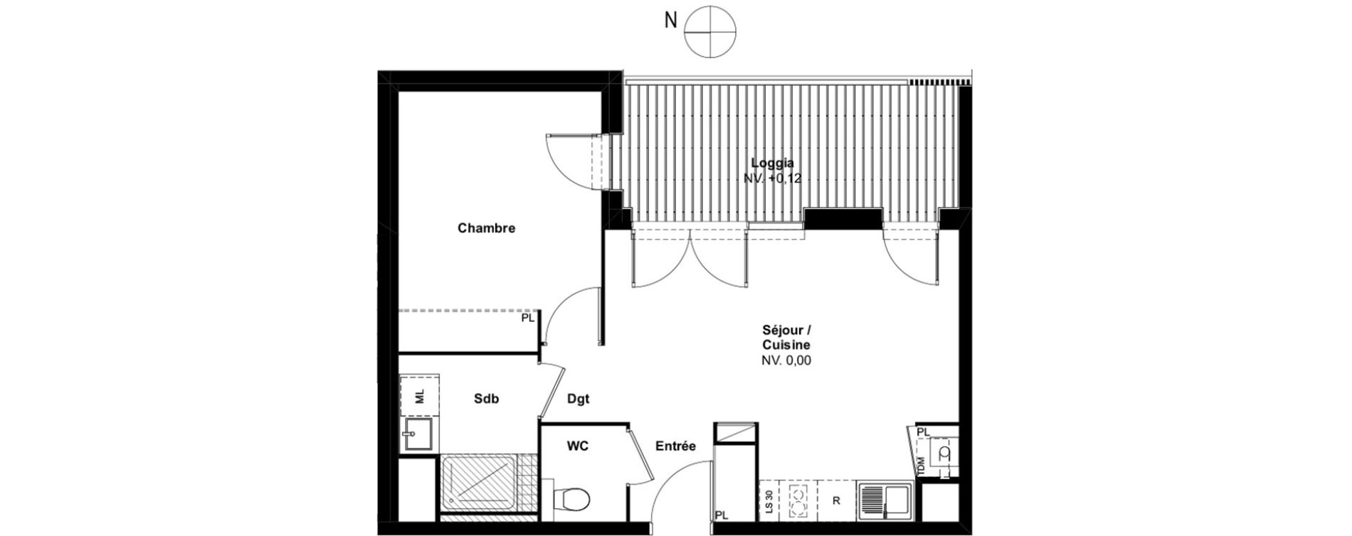 Appartement T2 de 44,20 m2 &agrave; Auzeville-Tolosane Centre