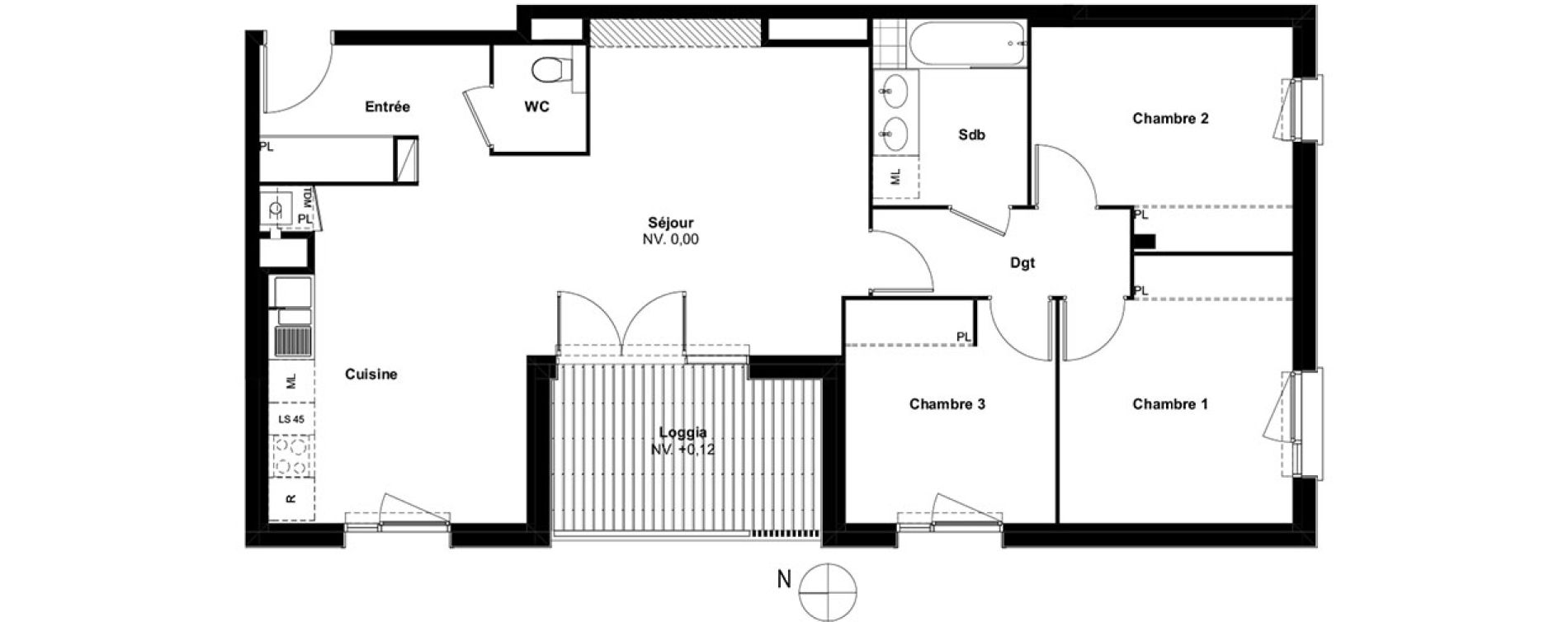 Appartement T4 de 86,40 m2 &agrave; Auzeville-Tolosane Centre