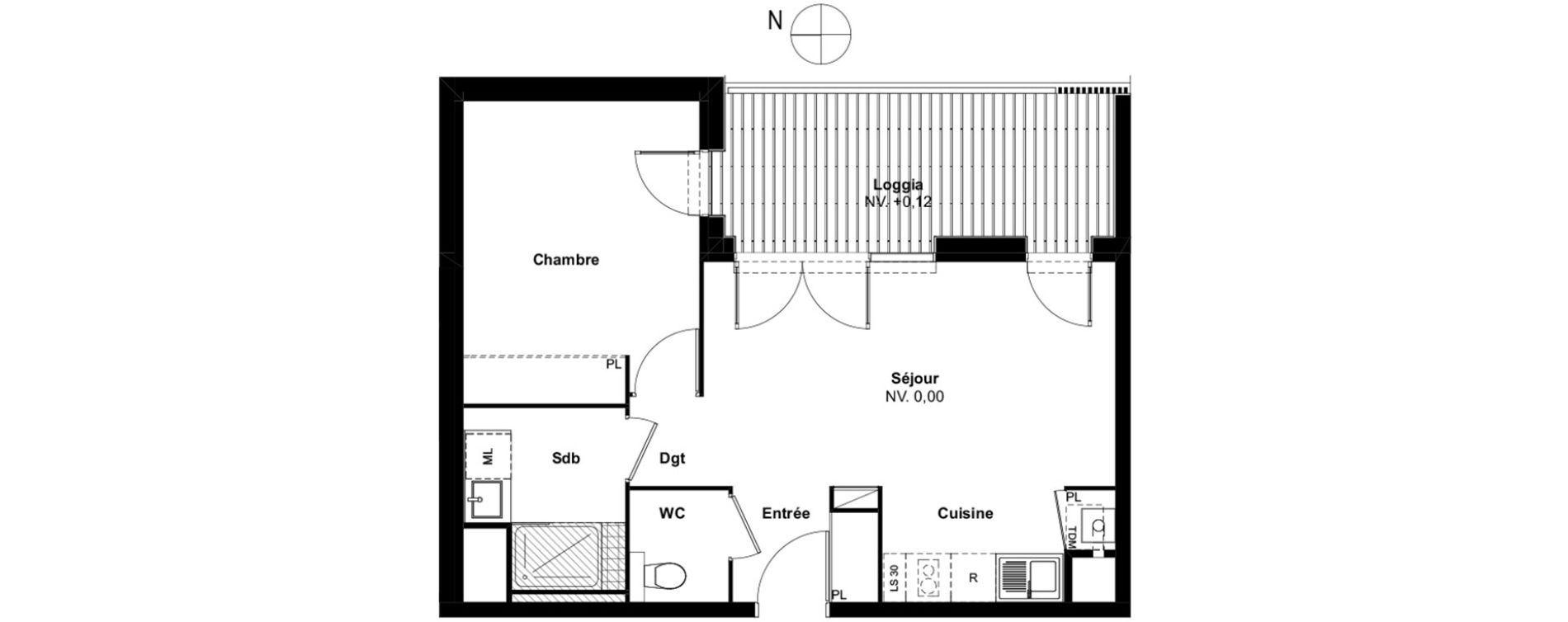 Appartement T2 de 44,20 m2 &agrave; Auzeville-Tolosane Centre