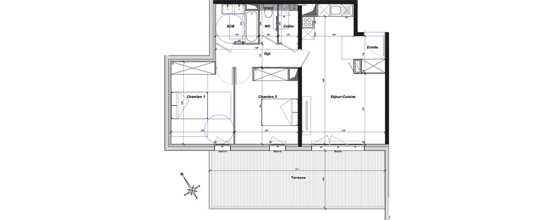 Appartement T3 de 67,63 m2 &agrave; Auzeville-Tolosane Centre