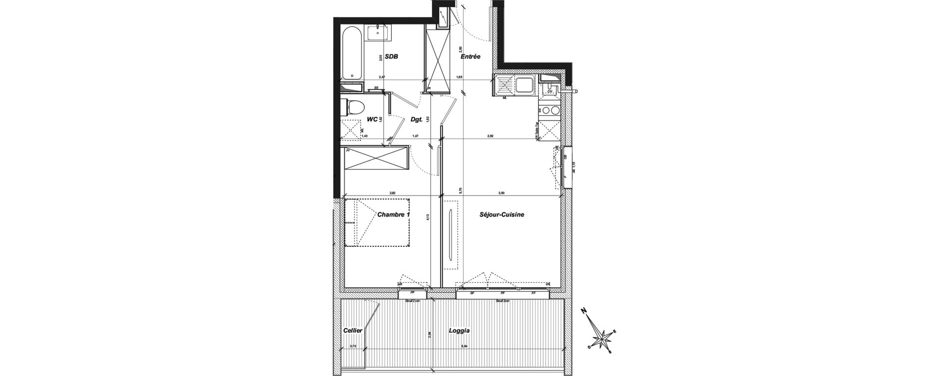 Appartement T2 de 45,99 m2 &agrave; Auzeville-Tolosane Centre