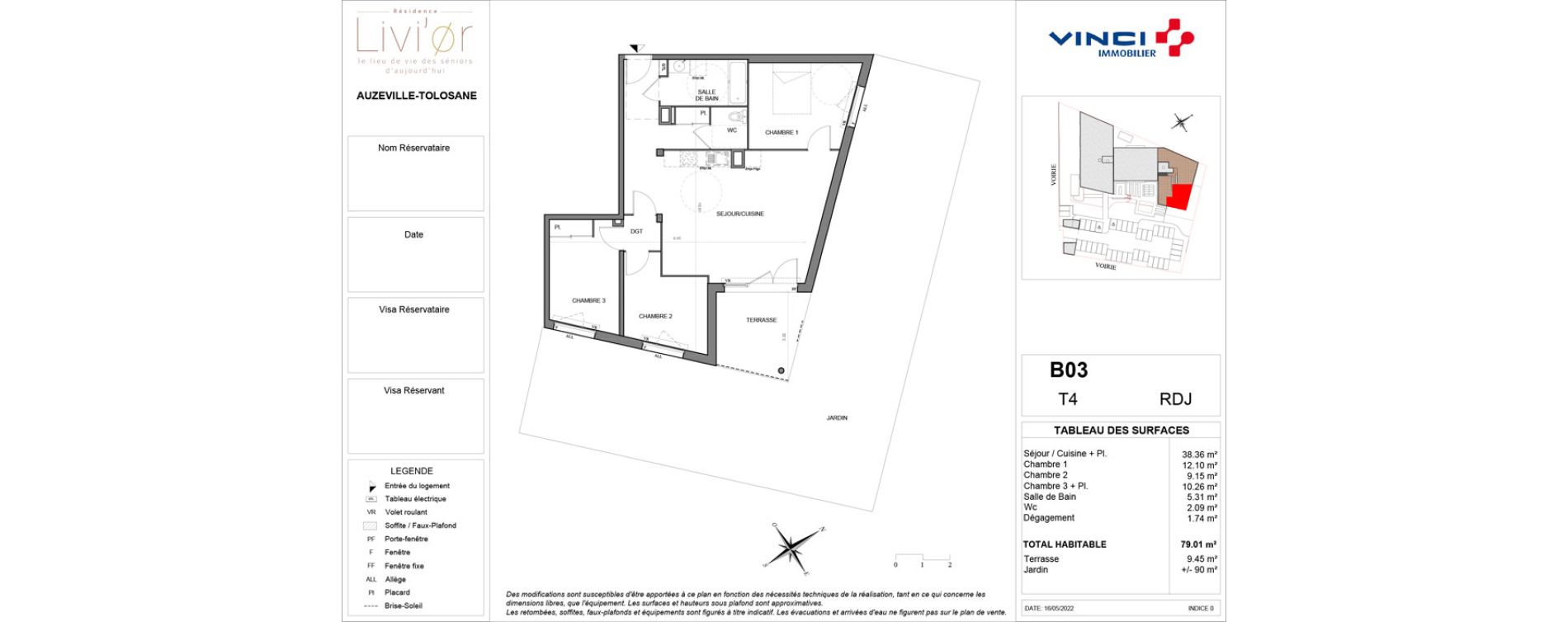 Appartement T4 de 79,01 m2 &agrave; Auzeville-Tolosane Centre