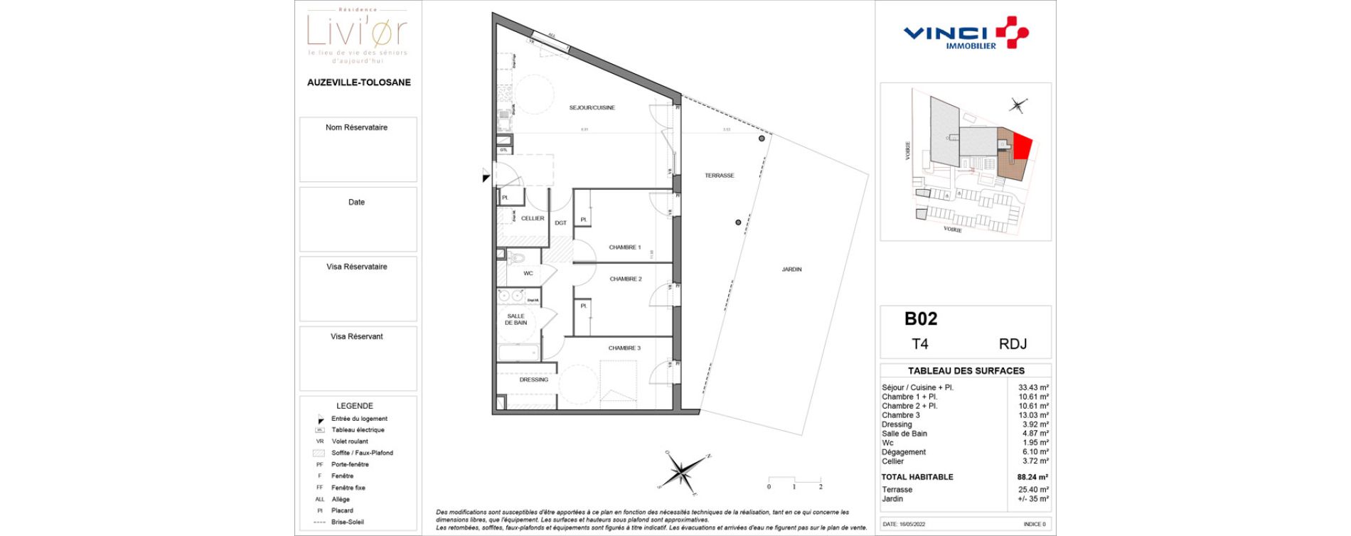 Appartement T4 de 88,24 m2 &agrave; Auzeville-Tolosane Centre