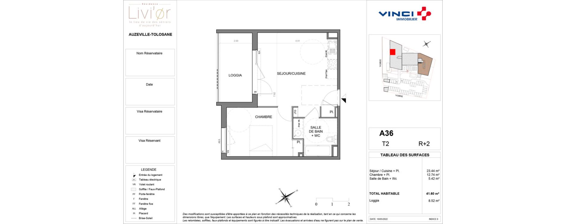 Appartement T2 de 41,60 m2 &agrave; Auzeville-Tolosane Centre