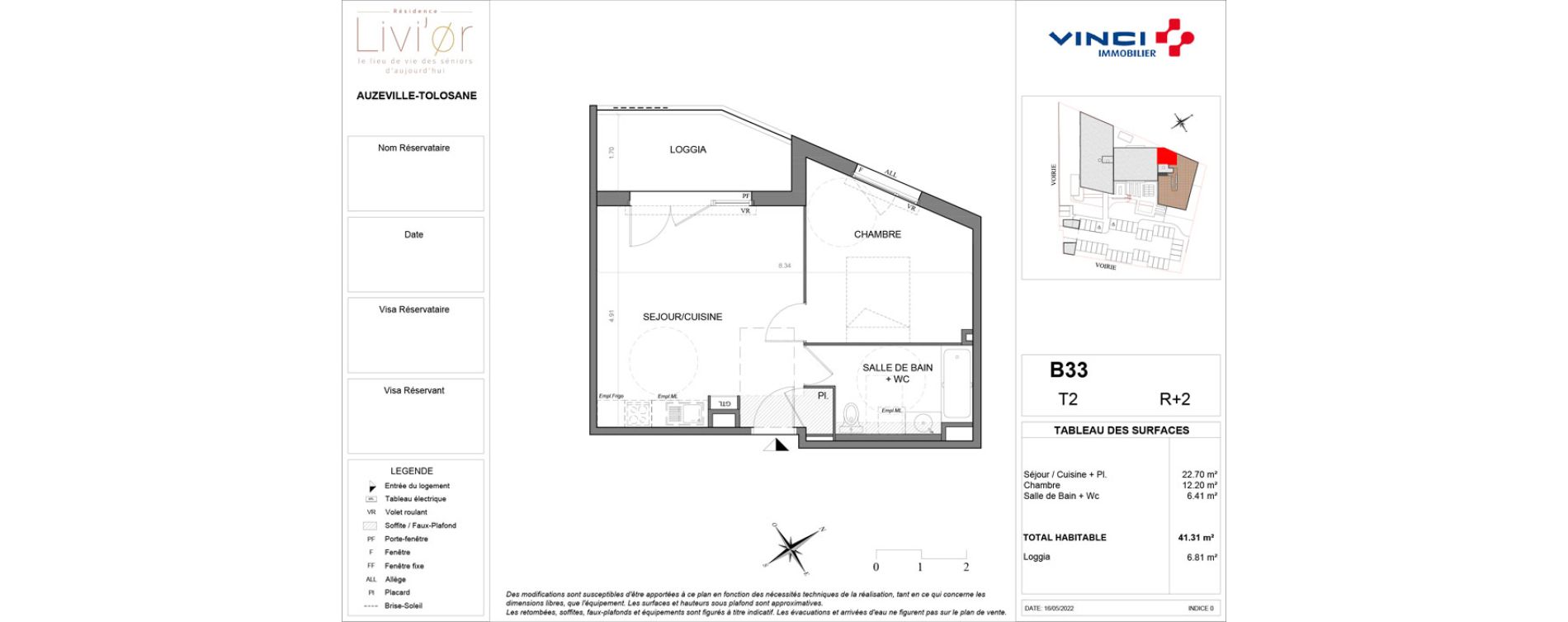 Appartement T2 de 41,31 m2 &agrave; Auzeville-Tolosane Centre
