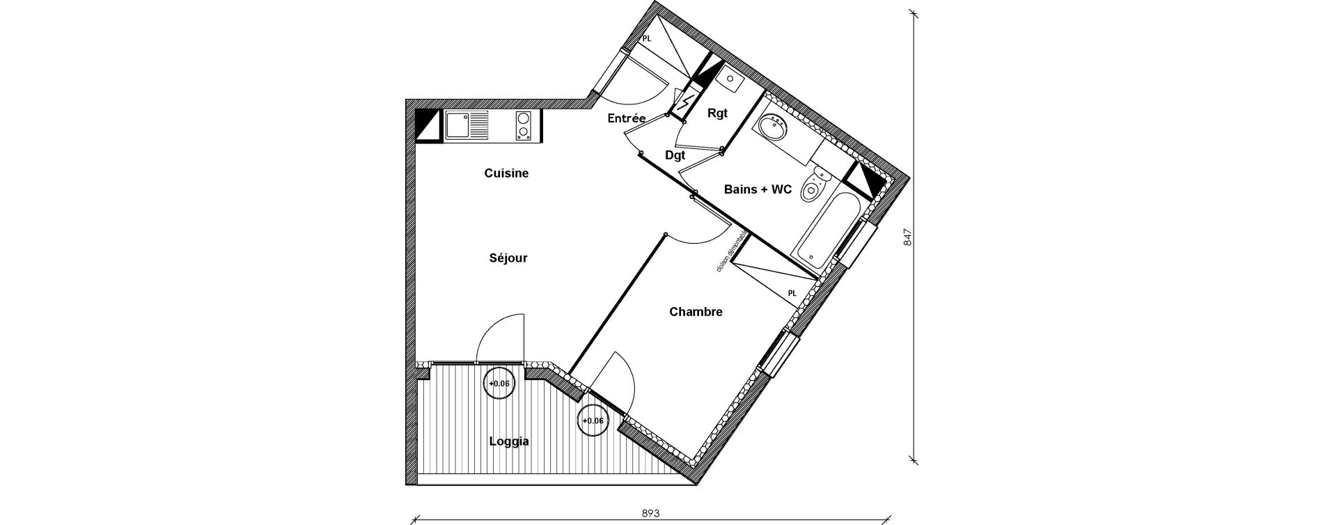 Appartement T2 de 42,71 m2 &agrave; Auzeville-Tolosane Centre