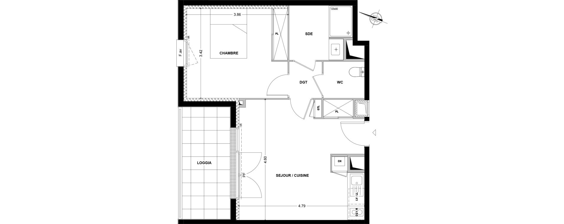 Appartement T2 de 42,41 m2 &agrave; Balma La plaine
