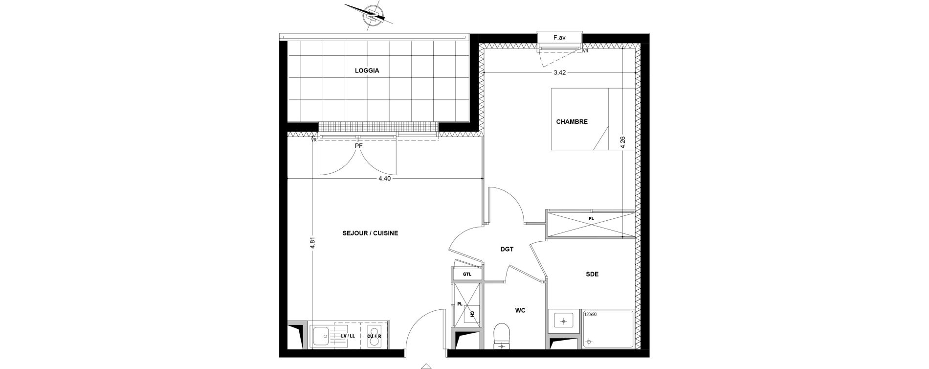 Appartement T2 de 42,50 m2 &agrave; Balma La plaine