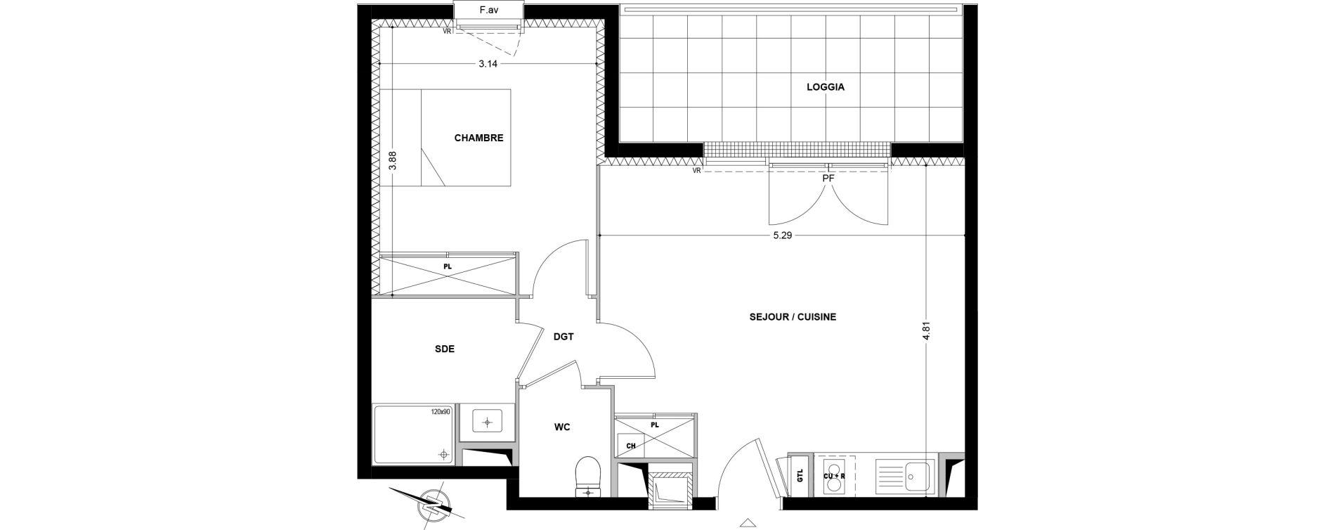 Appartement T2 de 44,01 m2 &agrave; Balma La plaine
