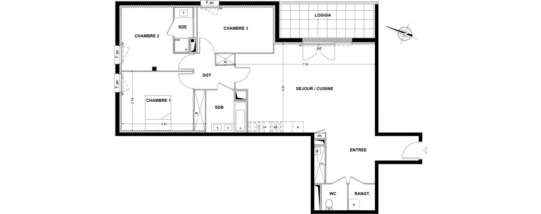 Appartement T4 de 94,71 m2 &agrave; Balma La plaine