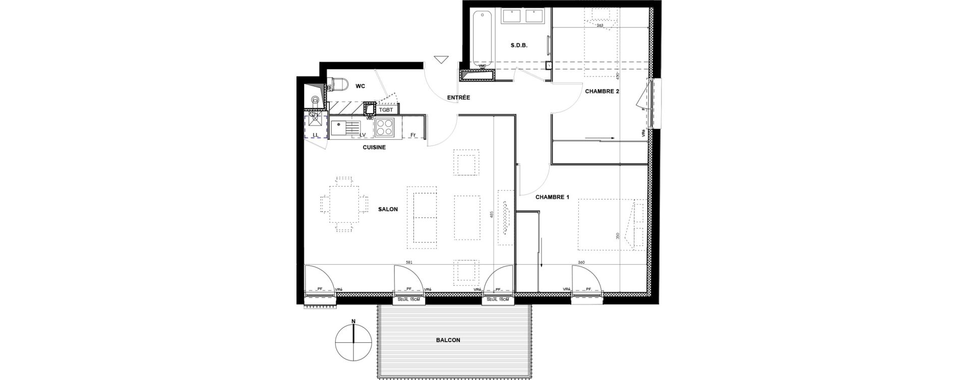 Appartement T3 de 64,39 m2 &agrave; Balma Centre