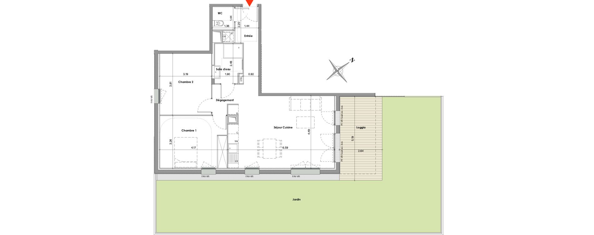 Appartement T3 de 70,48 m2 &agrave; Balma Le vidailhan