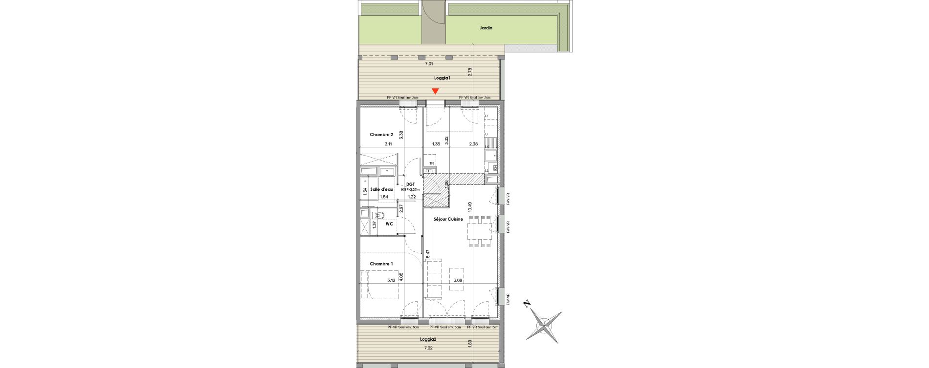 Appartement T3 de 69,21 m2 &agrave; Balma Le vidailhan