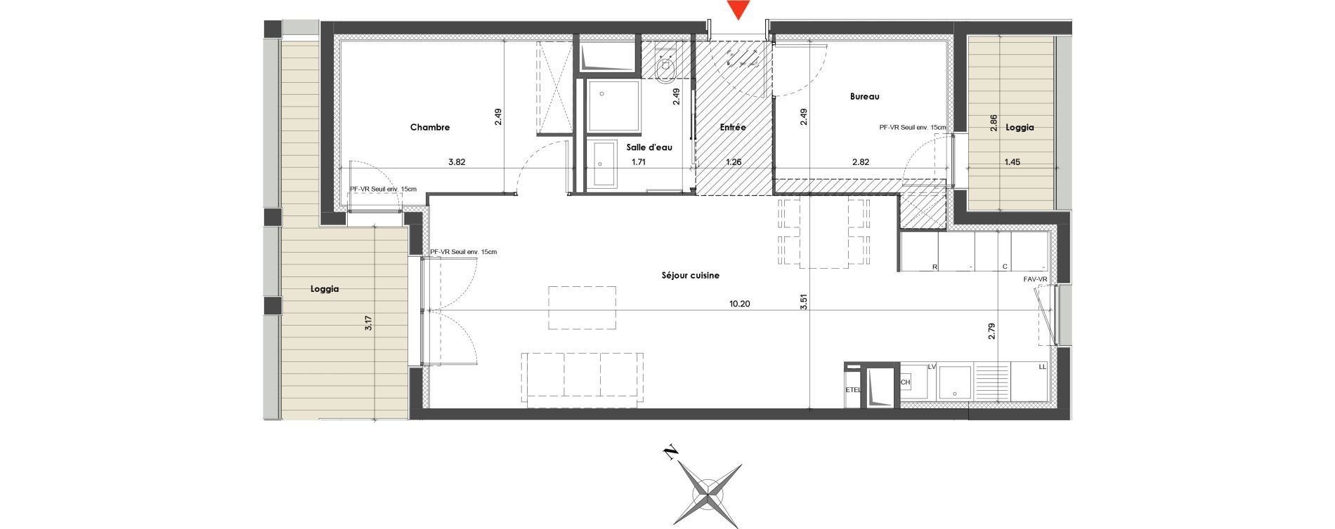 Appartement T2 de 57,38 m2 &agrave; Balma Le vidailhan