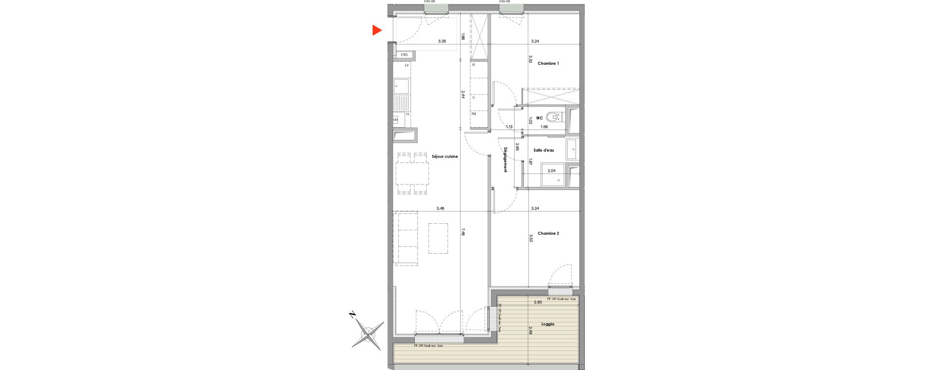Appartement T3 de 69,91 m2 &agrave; Balma Le vidailhan