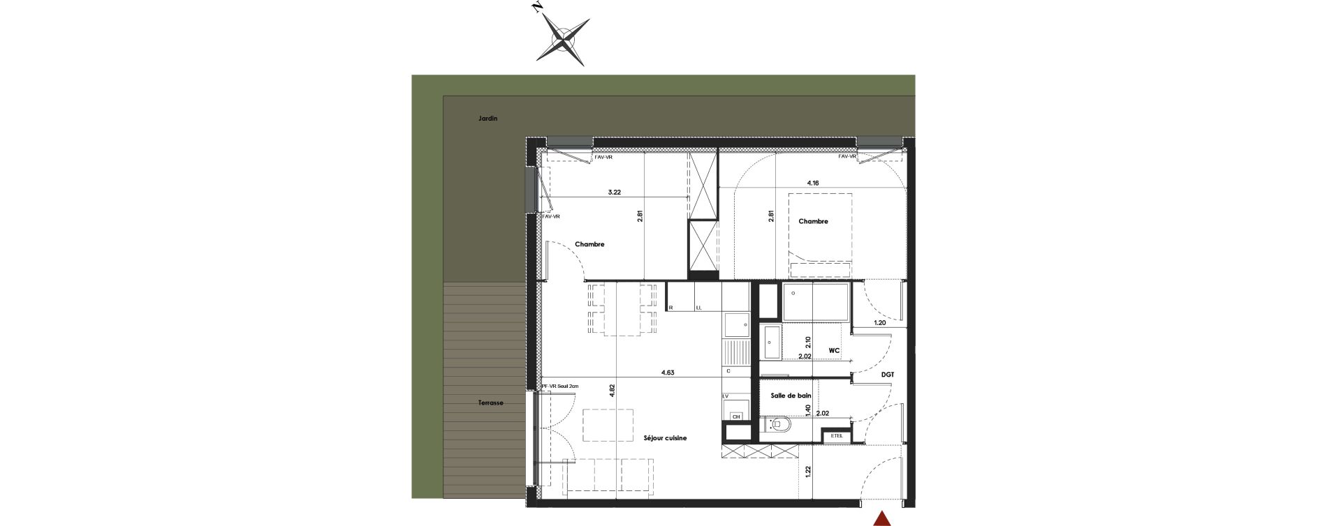 Appartement T3 de 59,20 m2 &agrave; Balma Le vidailhan