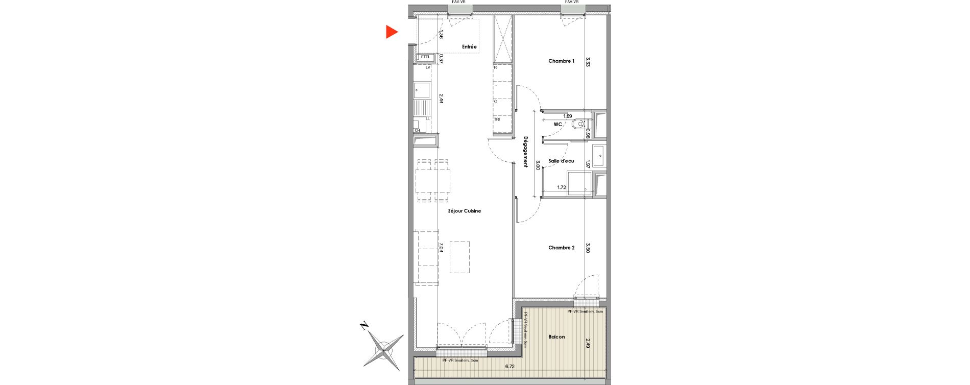 Appartement T3 de 70,14 m2 &agrave; Balma Le vidailhan