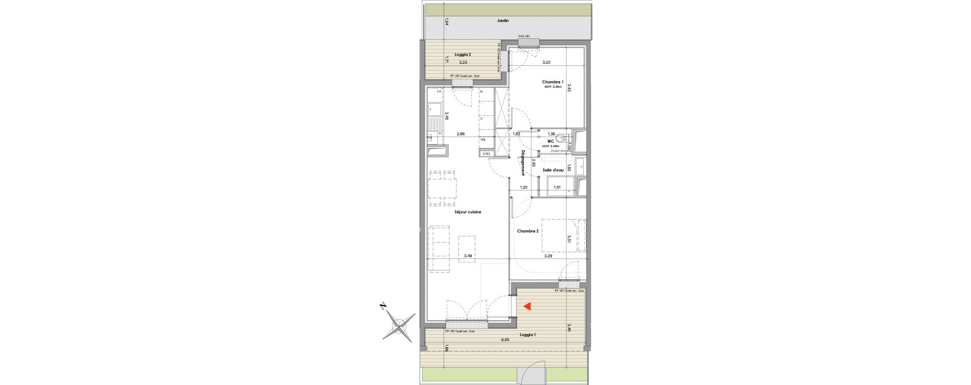 Appartement T3 de 64,78 m2 &agrave; Balma Le vidailhan