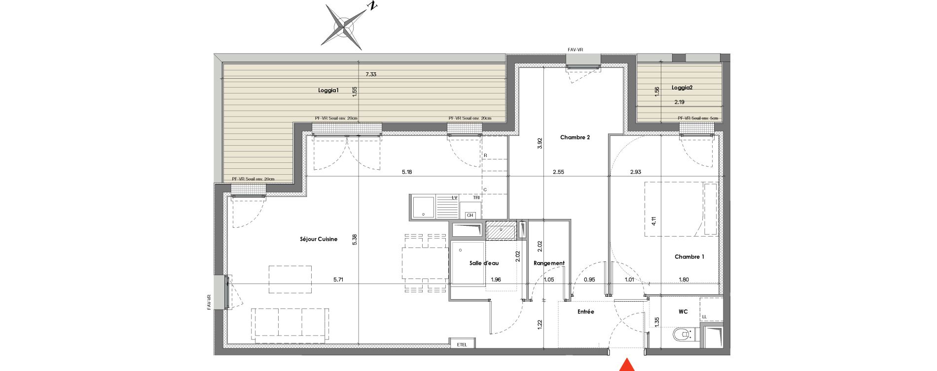 Appartement T3 de 68,36 m2 &agrave; Balma Le vidailhan