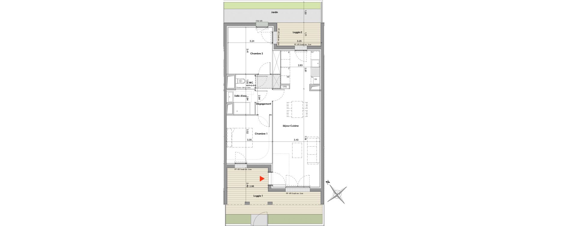 Appartement T3 de 64,86 m2 &agrave; Balma Le vidailhan