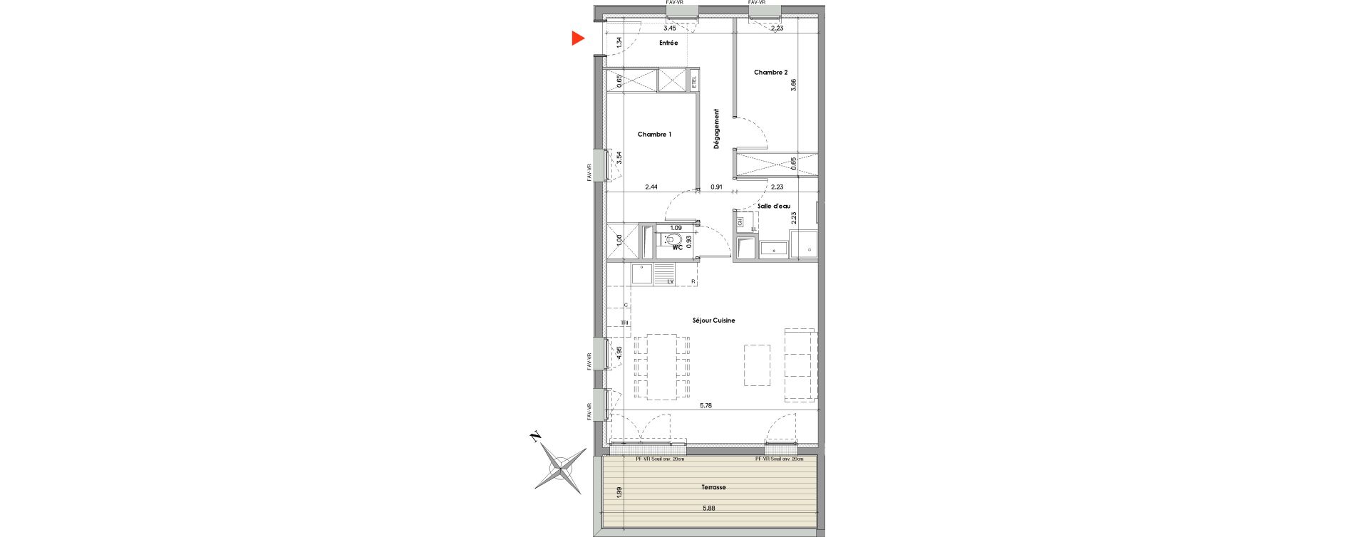 Appartement T3 de 64,15 m2 &agrave; Balma Le vidailhan