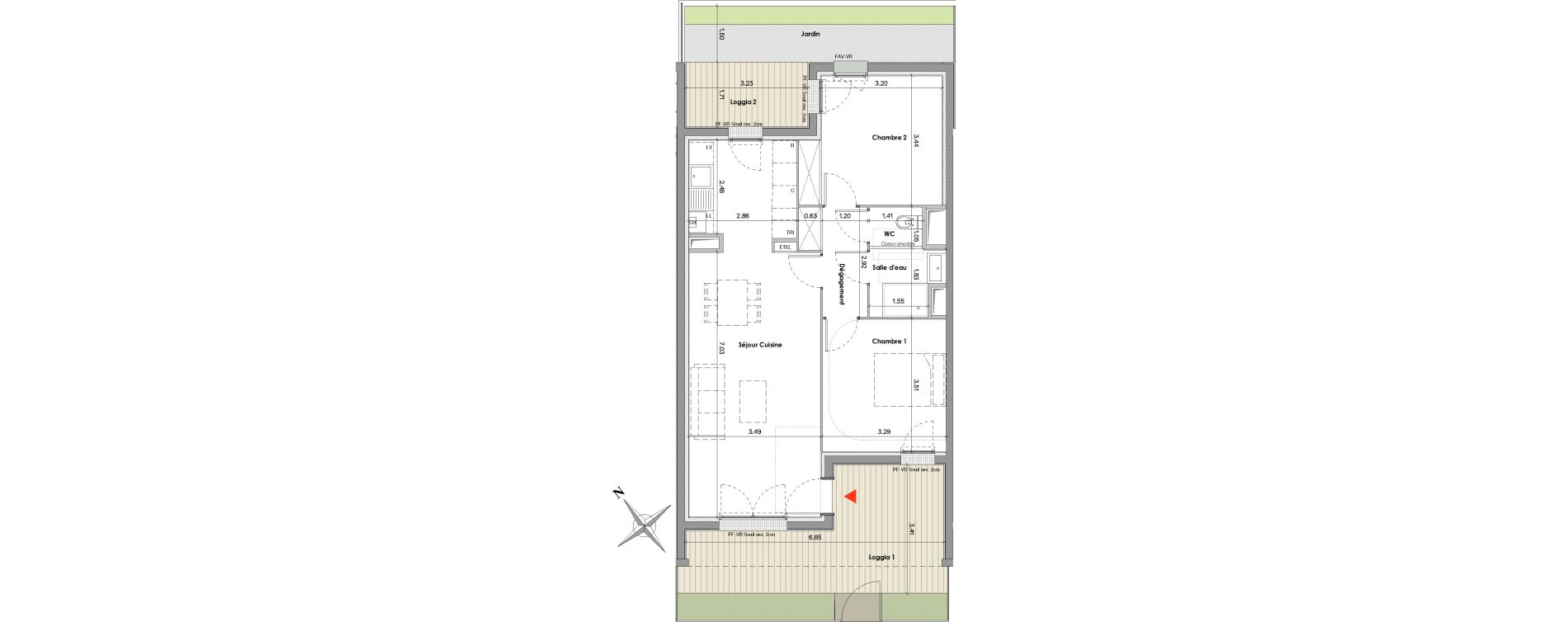 Appartement T3 de 64,91 m2 &agrave; Balma Le vidailhan